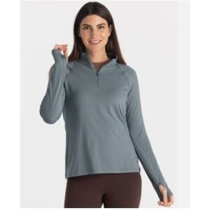 Free Fly Women's Size Small Blue Bamboo Flex 1/4 Zip Long Sleeve Shirt